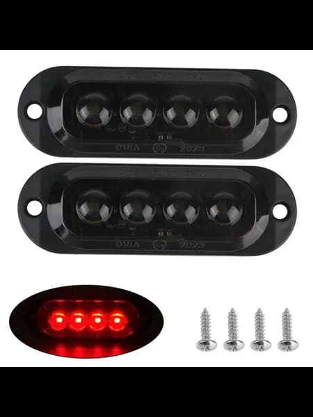 4 LED Боковые Габаритные Фонари Черно-Красные 12 24В