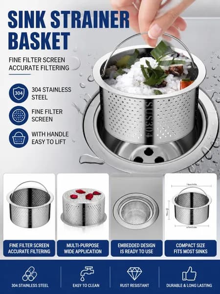 SUNINLIFE Сетка для раковины 4 см х 7.8 см, 1 шт