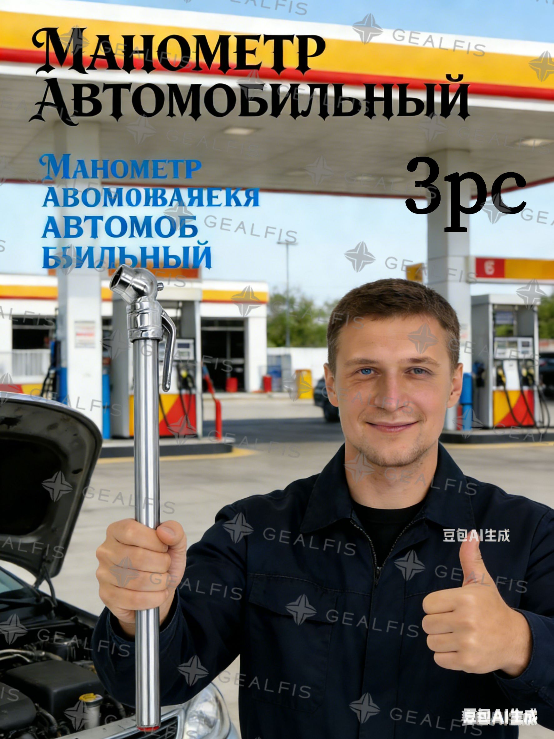 Манометр автомобильный, 3 шт.