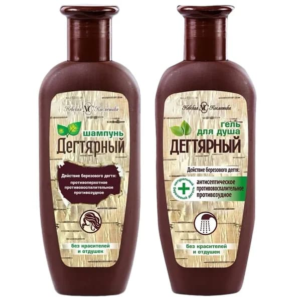 НЕВСКАЯ КОСМЕТИКА Шампунь д/волос Дегтярный 250мл + Гель д/душа 250 мл /2 шт. в наборе