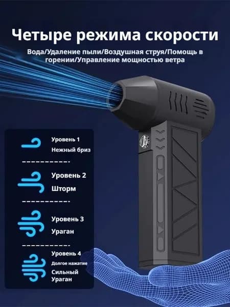 Мощный беспроводной фен/ручной пылесос, 130 000 об/мин, три скорости обдува.