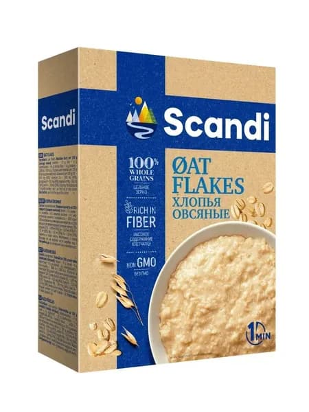 Хлопья Scandi овсяные, 1 мин, 400 г