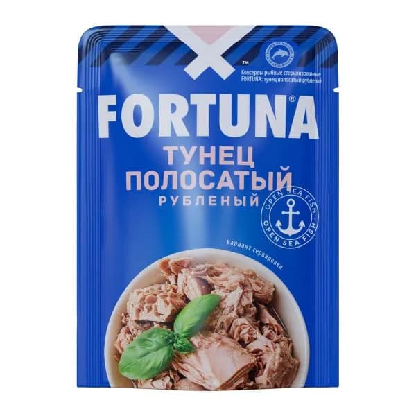 Тунец полосатый рубленный в собственном соку Fortuna 100г