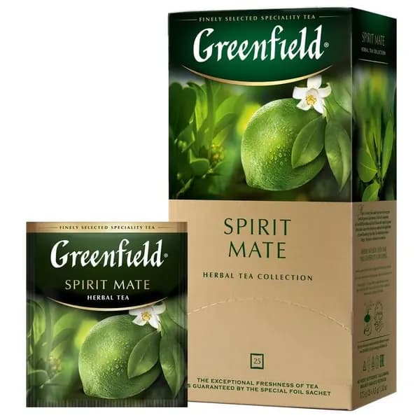 Чай в пакетиках травяной Greenfield Spirit Mate(Спирит Матэ), 25 пак. Лайм.