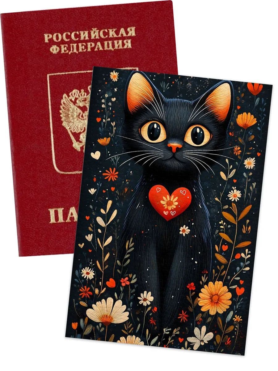 чехол на паспорт с котиком