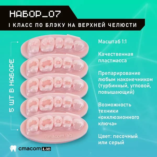 Набор#7 Модели для реставрации зубов/5 штуки/16 зубов/тренировочные модели