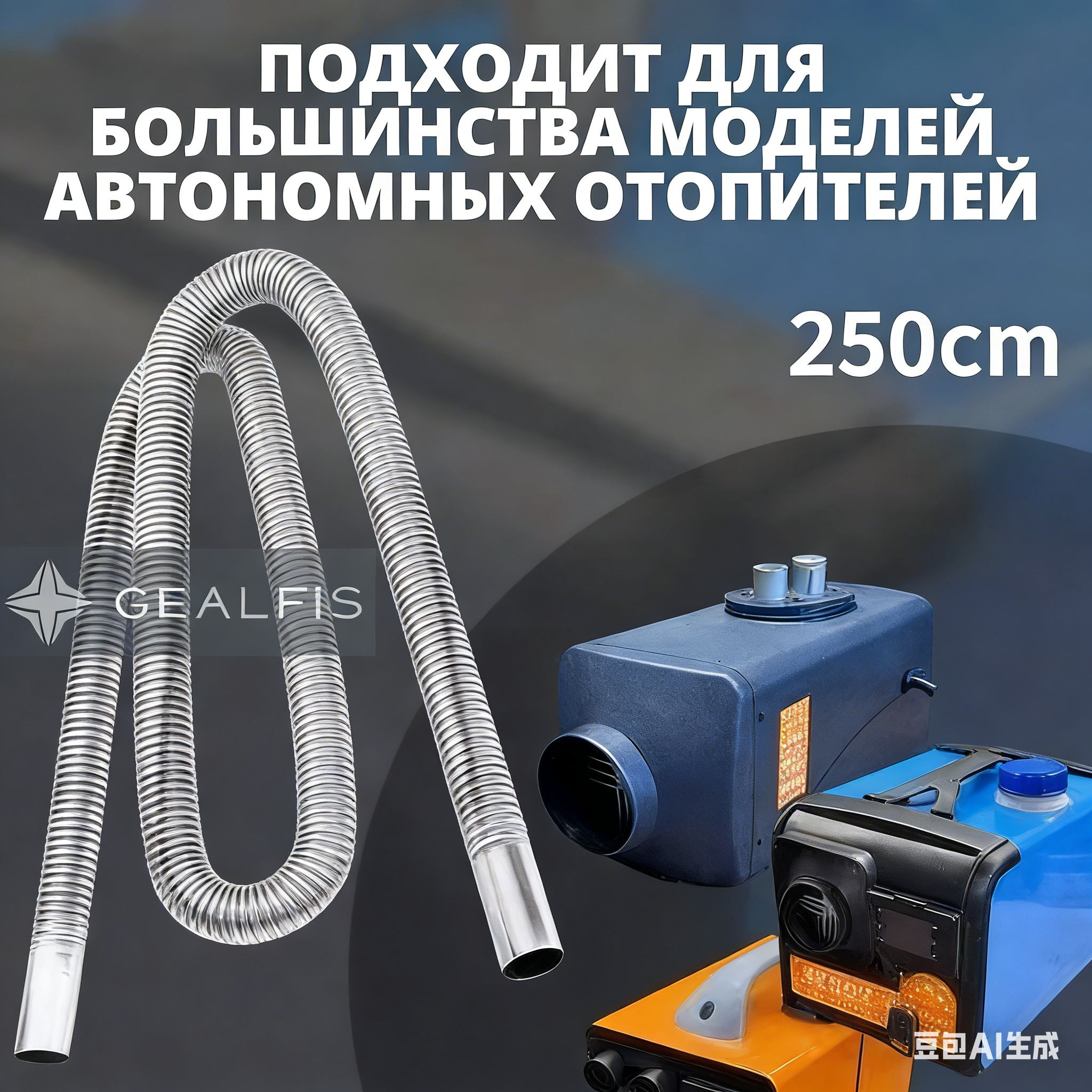 Выхлопная труба (металлорукав) d 25мм 250см для сухого фена, автономного отопителя/ автономки/ Выхлоп-3м
