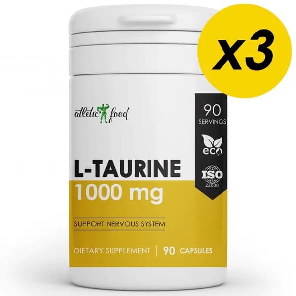 Atletic Food Л-Таурин L-Taurine 1000 mg - 270 капсул (3 шт по 90 капсул)