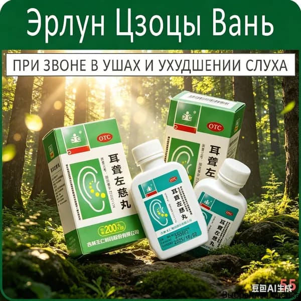 Эр Лун Цзо Цы Вань - при звоне в ушах и ухудшении слуха - 200 пил.