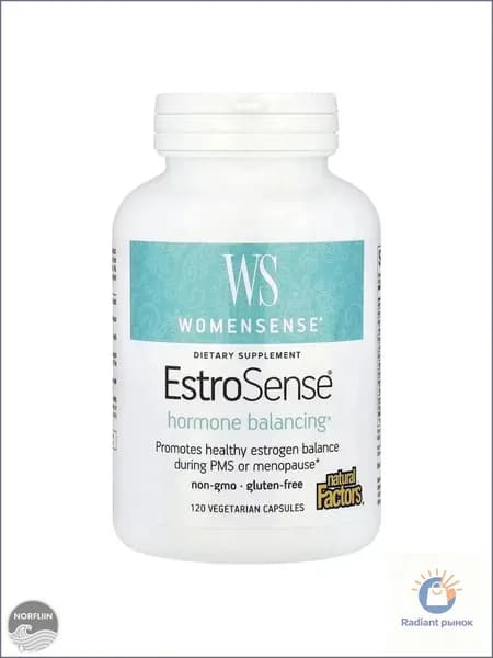 Natural Factors, WomenSense, EstroSense, гормональный баланс, 120 вегетарианских капсул.
