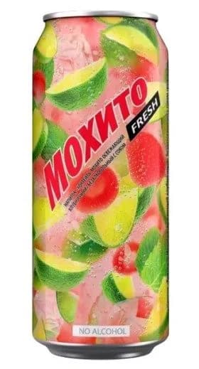 Напиток безалкогольный Коктейль Мохито КЛУБНИЧНЫЙ 0,45л ж/б среднегазированный