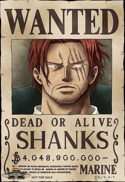 Плакат Постер One Piece Ван Пис Розыскные Листовки Wanted Shanks