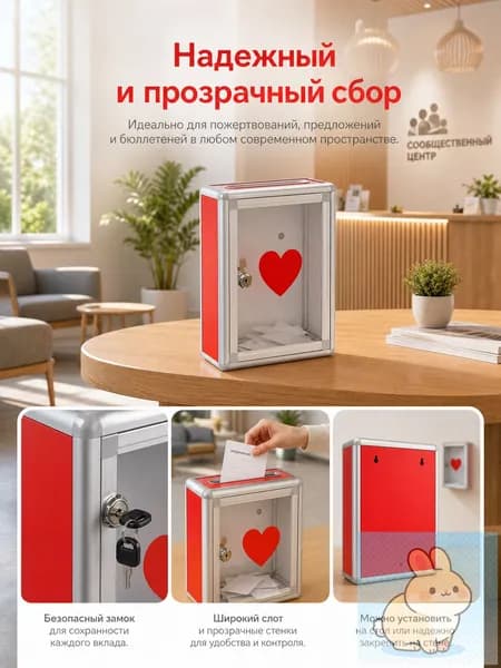 Ящик для анкет, пожертвований , голосования, 285х215х105