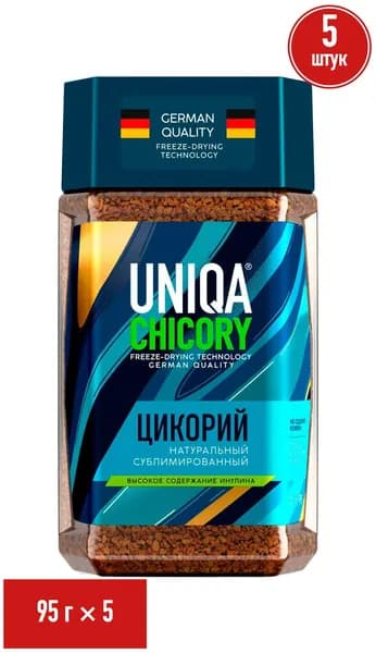 Цикорий Uniqa Chicory растворимый сублимированный 95 г, набор: 5 штук