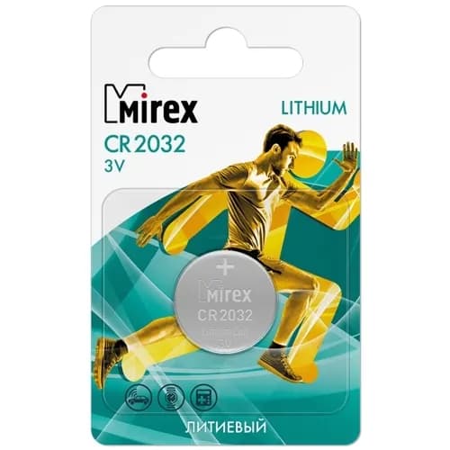 Батарейка CR2032 3В литиевая Mirex в блистере 1 шт.