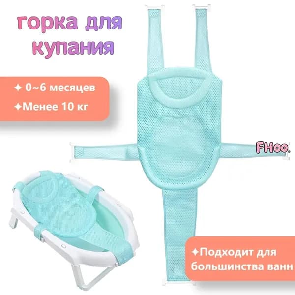 Гамак для купания новорожденных MELL в ванночку / мягкая горка с креплениями для поддержки для малышей / купальный матрасик - подставка для мытья ребенка