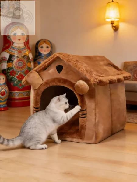 Домик/лежанка для кошек, изготовленная из высокоэластичного хлопка, удобная и не деформируется, подходит для игр и сна круглый год.