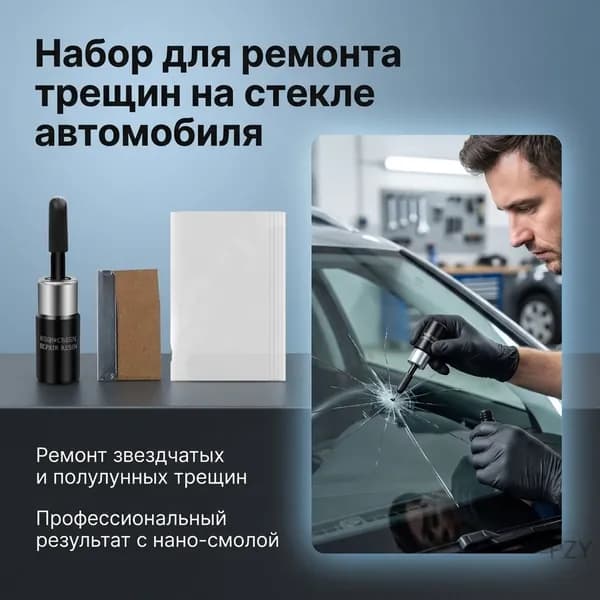 Набор для ремонта автомобильного стекла, 3 предмета