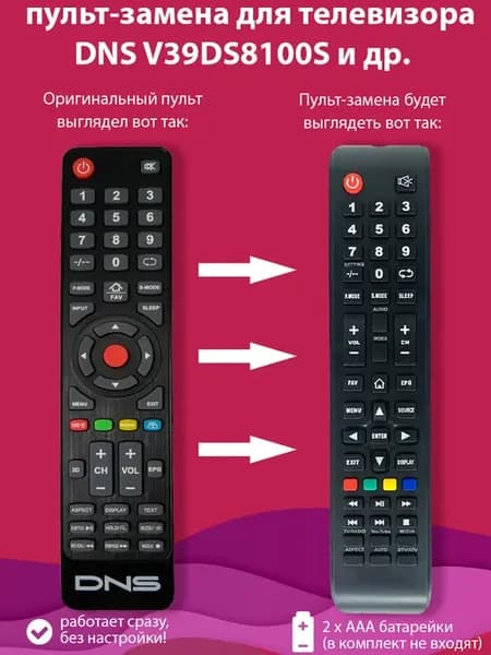 пульт для телевизора DNS V39DS8100S и других