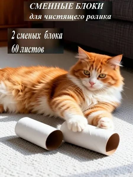 Сменные блоки ролика для чистки одежды от шерсти, пыли и ворса, 2 блока