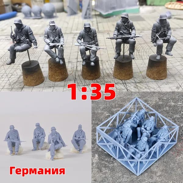 3Dпечать, фигурки солдат из смолы, немецкие модельнаборы, масштаб 1/35, неокрашенные, требуют самостоятельной сборки