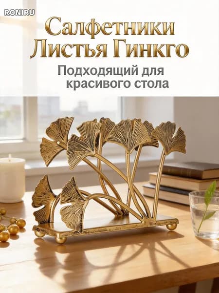 Держатель для салфеток Лист Гинкго, декоративный золотой аксессуар для свадебного и коктейльного стола
