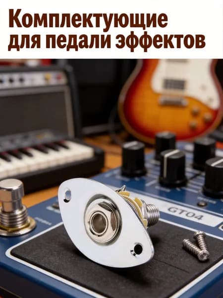 Встроенный овальный разъем 1/4 дюйма серебристого цвета для электрогитары и баса с крепежными винтами