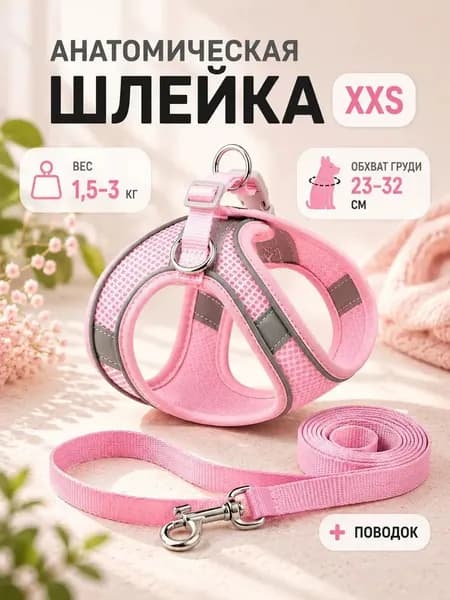 Мягкая прогулочная шлейка с поводком для кошек и мини-собак