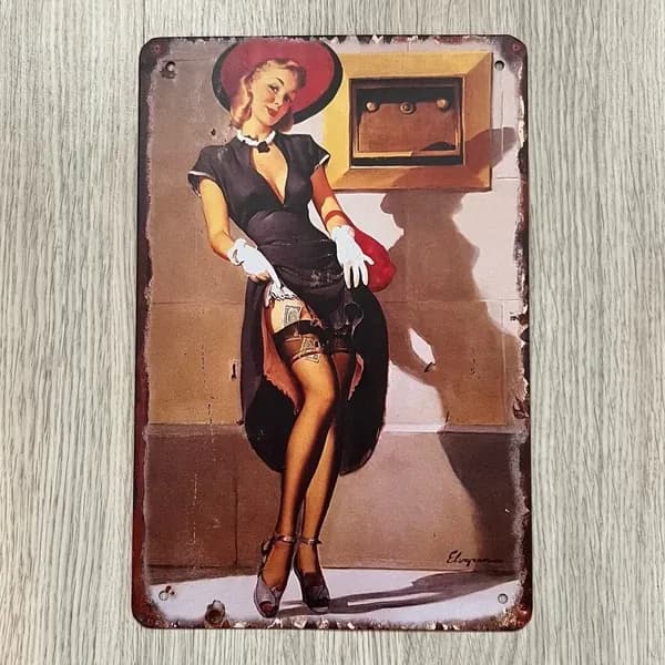 Табличка металлическая интерьерная Pin-Up Девушка Пинап