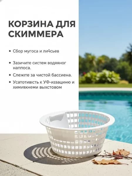 Корзина для скиммера бассейна со встроенной ручкой сменная фильтровальная сетка белая, 1 шт.