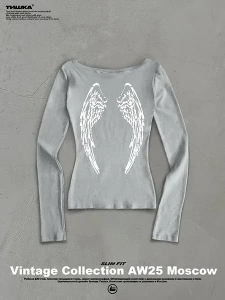 Лонгслив скимс с открытыми плечами с принтом на спине angel