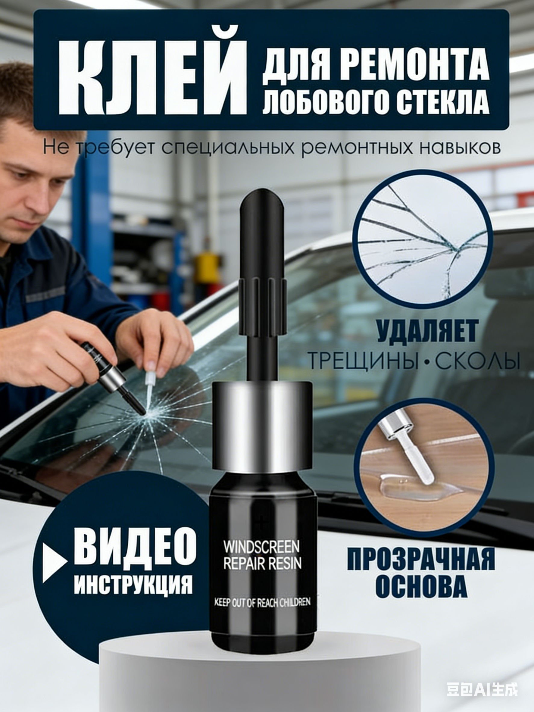 Комплект для ремонта лобового стекла автомобиля, пленка от царапин, трещин и сколов, лезвия