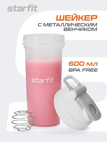 Шейкер STARFIT 600 мл, прозрачный/серый