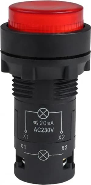 Кнопка управления КЭАЗ OptiSignal Compact D22 С7-PL-M410, красная с подсветкой, 1НО 230В AC XB7NW34M1, 362096 / кнопочный пост