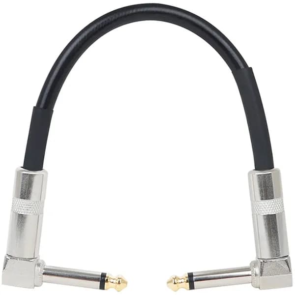 Черный металлический кабель с пвх для подключения гитарного эффектера 6,35 мм 30 см