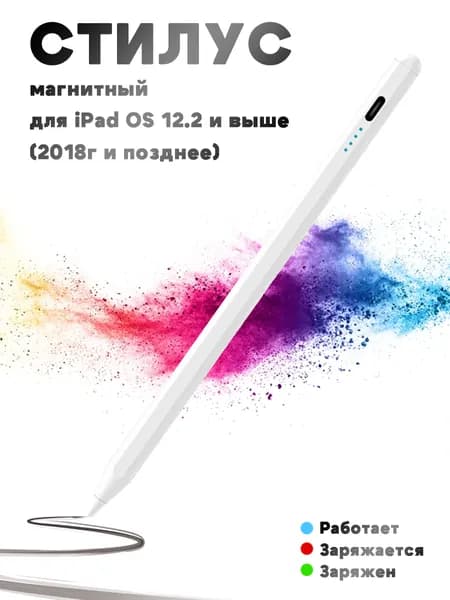 Стилус с отклонением ладони, магнитное крепление для iPad OS 12.2+ (2018 года и выше)