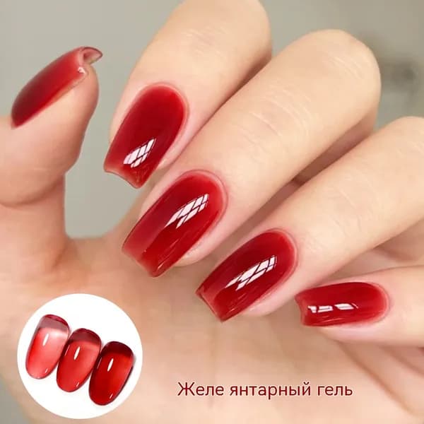Гель-лак желеый с янтарным эффектом 10мл, полупрозрачный оттенок