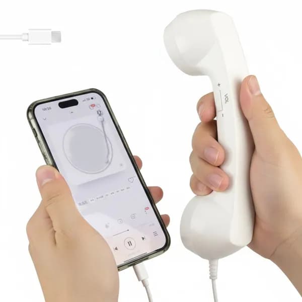 Телефонная трубка в ретро-стиле с разъёмом USB-C, белая