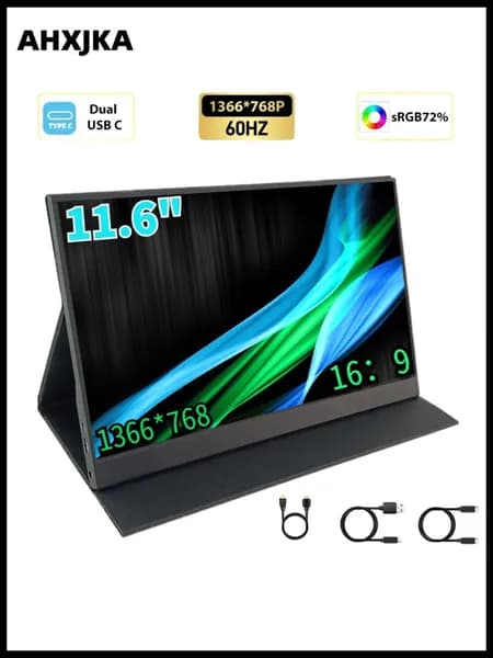 AHXJKA 11.6" Монитор (S116-768-P), TN, 1366x768 HD, 60 Гц, черный