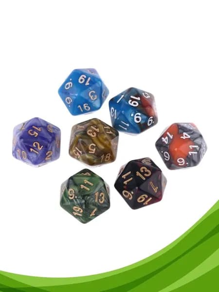 7 шт. многогранных игральных кубиков D20, Мульти