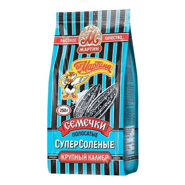 Семечки подсолнечные От Мартина полосатые жареные суперсоленые 250 г x 5 упаковок