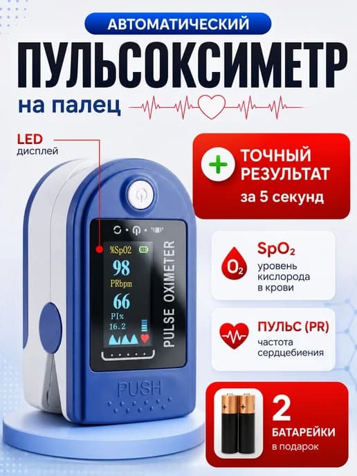 Пульсоксиметр медицинский на палец для измерения