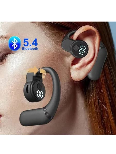 kebidu Наушники беспроводные с микрофоном Наушники беспроводные с микрофоном, Bluetooth 5.4, Шумоподавление, беспроводные наушники на одно ухо, Bluetooth, USB Type-C, черный матовый