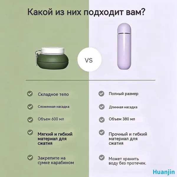 Силиконовый складной биде-пульверизатор для личной гигиены цвета хаки