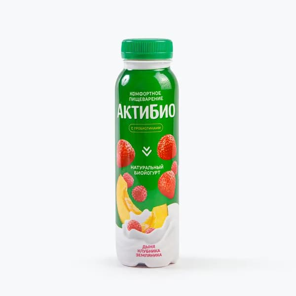 Йогурт питьевой с дыней, клубникой и земляникой 1,5% 260 г, АктиБио