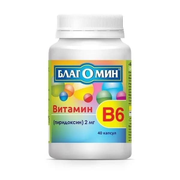 Благомин Витамин B6 пиридоксин, 40 капсул по 0,25г