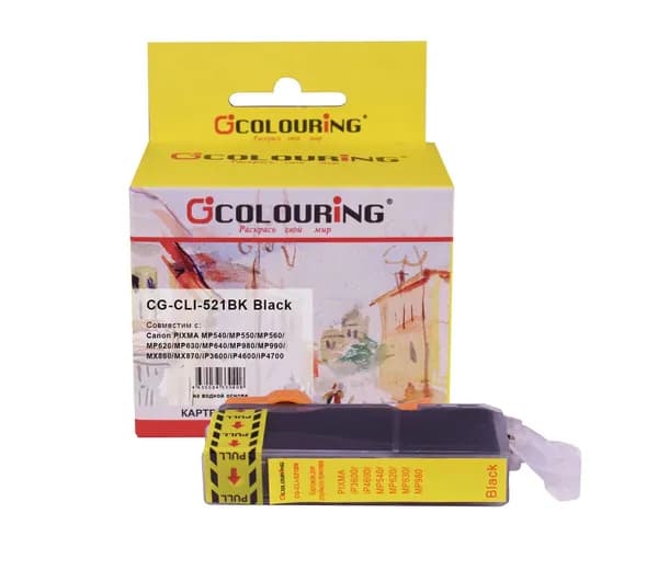 Картридж для струйного принтера CLI-521BK Colouring для Canon PIXMA MP540/MP550/MP560/MP620/MP630 и др., цвет черный