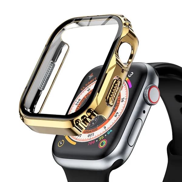 Стекло + Корпус Apple Watch 9 8 7 6 SE 5 4, iWatch аксессуары Экранный защитный чехол Apple Watch 45 44 40 41 мм