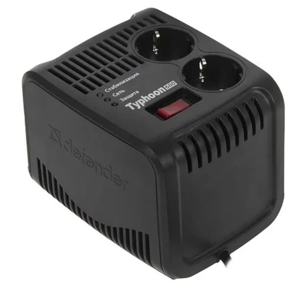 Defender Сетевые фильтры !!! Стабилизатор напряжения AVR Typhoon 600 200 Вт, 2 розетки 99032