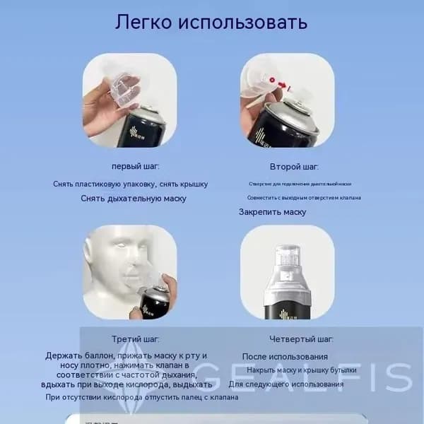 Умный кислородный баллончик, 2 шт, портативный источник чистого кислорода для дыхания, спорт, путешествия и отдых